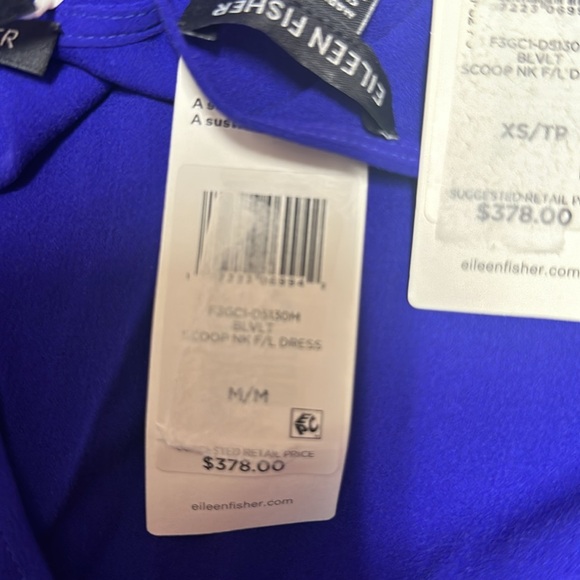 NWT Eileen Fisher Silk Georgette Crepe Scoop Neck Dress - Picture 8 of 11